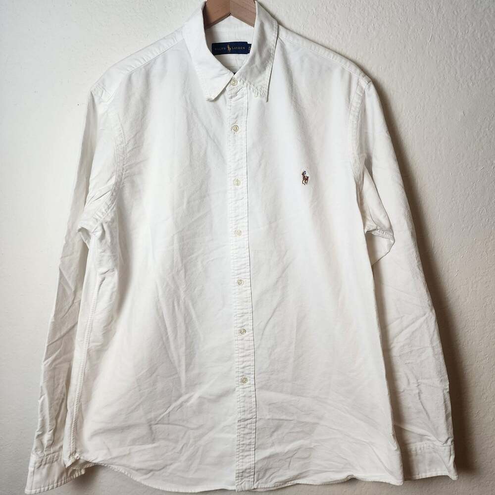 Ralph Lauren Shirt Mens XL White 100% Cotton Long Sleeve Button Down Oxford